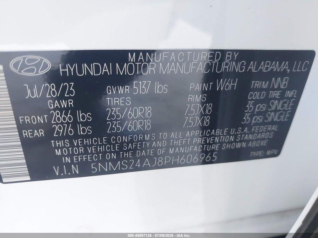 5NMS24AJ8PH606965 2023 HYUNDAI SANTA FE photo no. 9