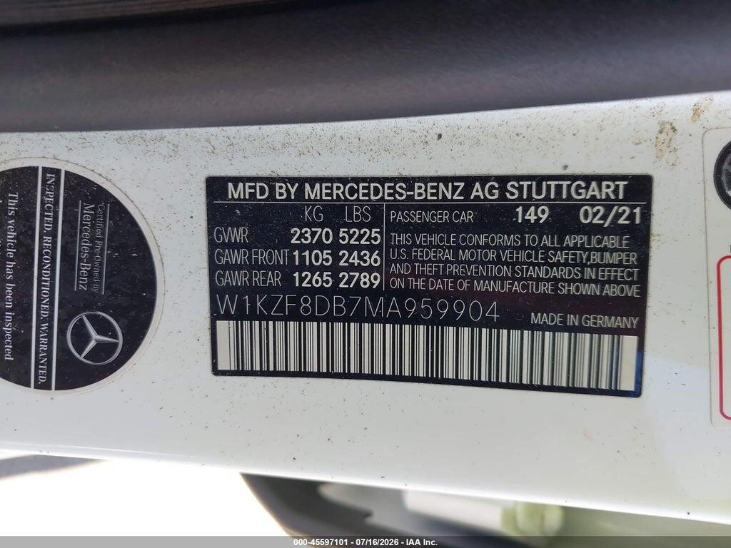 W1KZF8DB7MA959904 2021 MERCEDES-BENZ E 350 photo no. 9