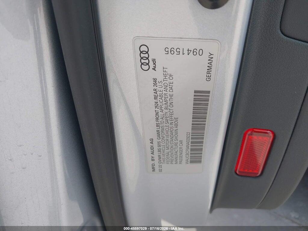 WAUCBCF54NA029222 2022 AUDI A5 SPORTBACK photo no. 9