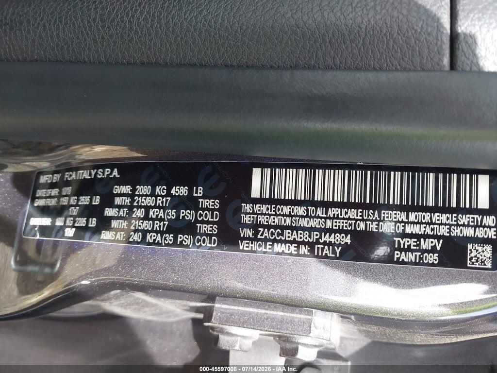 ZACCJBAB8JPJ44894 2018 JEEP RENEGADE photo no. 9