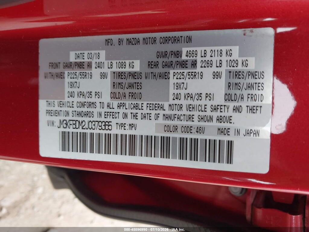JM3KFBDM2J0379365 2018 MAZDA CX-5 photo no. 9