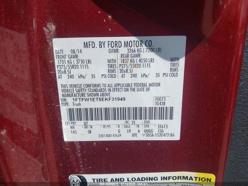 1FTFW1ET5EKF31949 2014 FORD F-150 photo no. 9