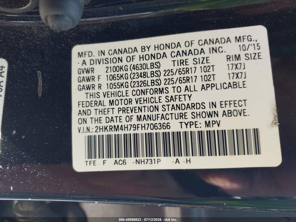 2HKRM4H79FH706366 2015 HONDA CR-V photo no. 9