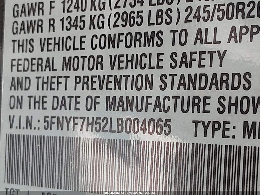 5FNYF7H52LB004065 2020 HONDA PASSPORT photo no. 9
