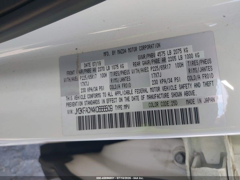JM3KFACM4K0666509 2019 MAZDA CX-5 photo no. 9