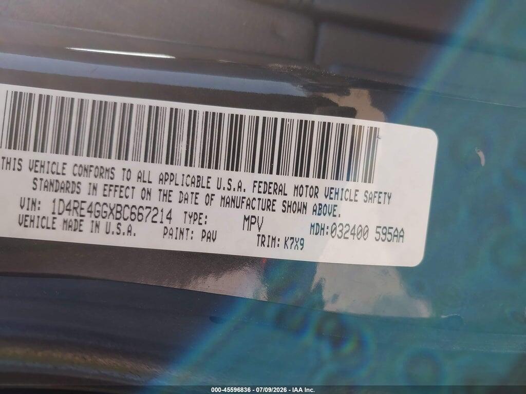 1D4RE4GGXBC667214 2011 DODGE DURANGO photo no. 9