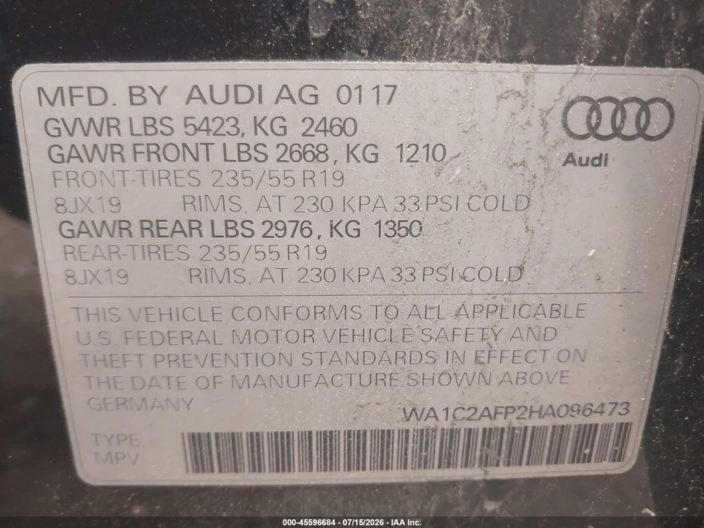 WA1C2AFP2HA096473 2017 AUDI Q5 photo no. 9