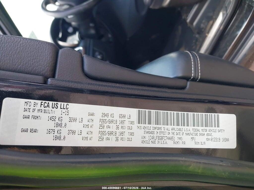 1C4RJFBG8FC744051 2015 JEEP GRAND CHEROKEE photo no. 9