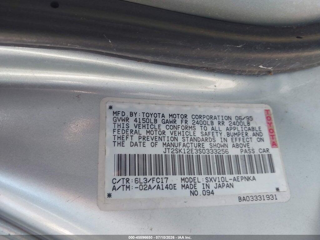 JT2SK12E3S0333256 1995 TOYOTA CAMRY photo no. 9