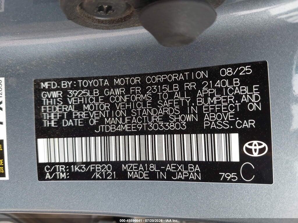 JTDB4MEE9T3033803 2026 TOYOTA COROLLA photo no. 9