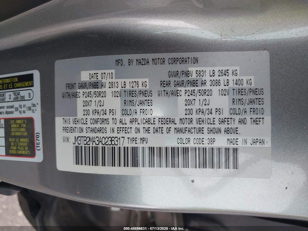 JM3TB2MA3A0236317 2010 MAZDA CX-9 photo no. 9