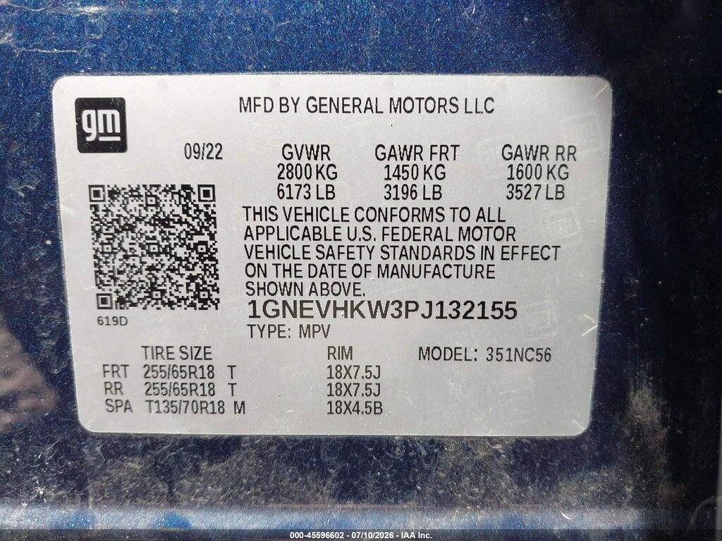 1GNEVHKW3PJ132155 2023 CHEVROLET TRAVERSE photo no. 9