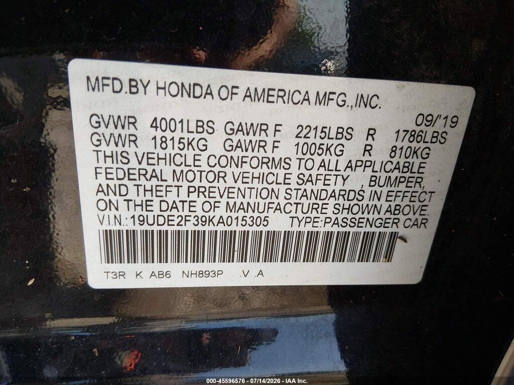 19UDE2F39KA015305 2019 ACURA ILX photo no. 9