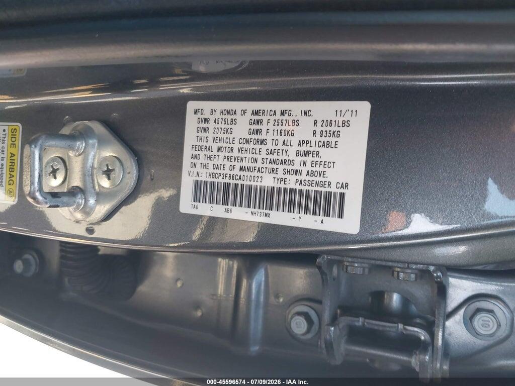 1HGCP3F86CA010023 2012 HONDA ACCORD photo no. 9