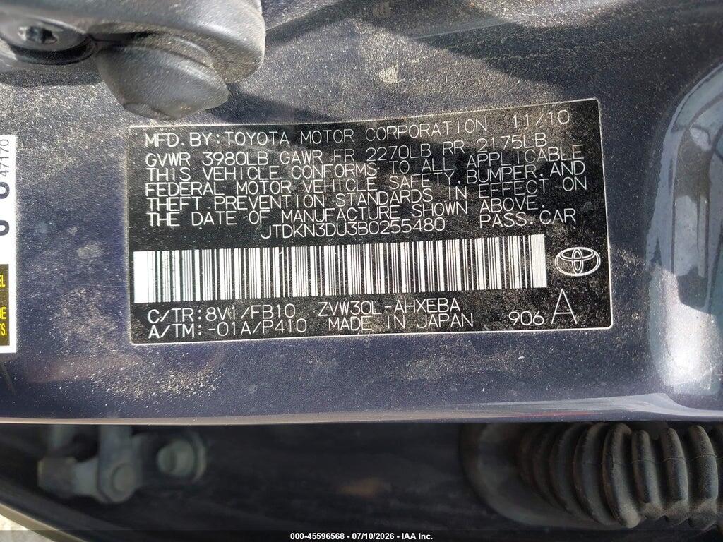 JTDKN3DU3B0255480 2011 TOYOTA PRIUS photo no. 9
