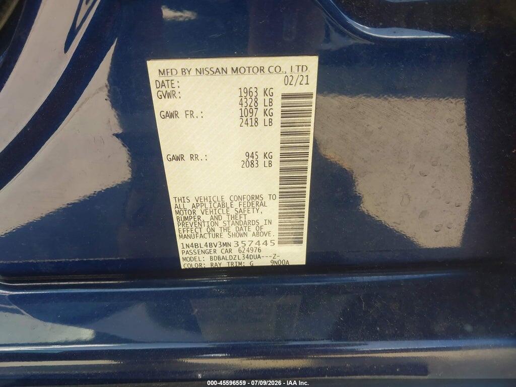 1N4BL4BV3MN357445 2021 NISSAN ALTIMA photo no. 9