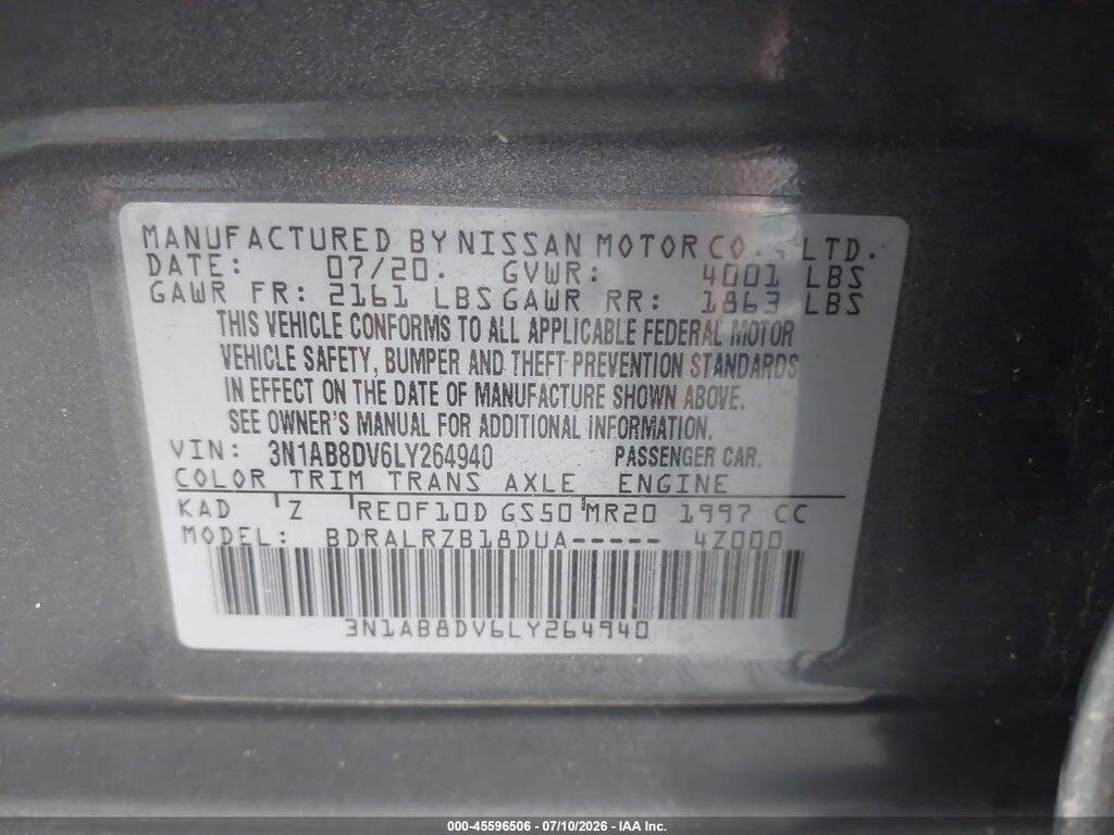 3N1AB8DV6LY264940 2020 NISSAN SENTRA photo no. 9
