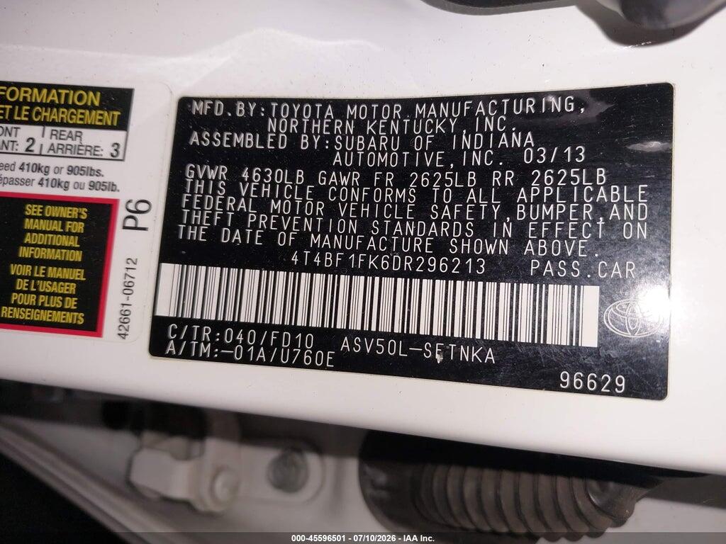 4T4BF1FK6DR296213 2013 TOYOTA CAMRY photo no. 9