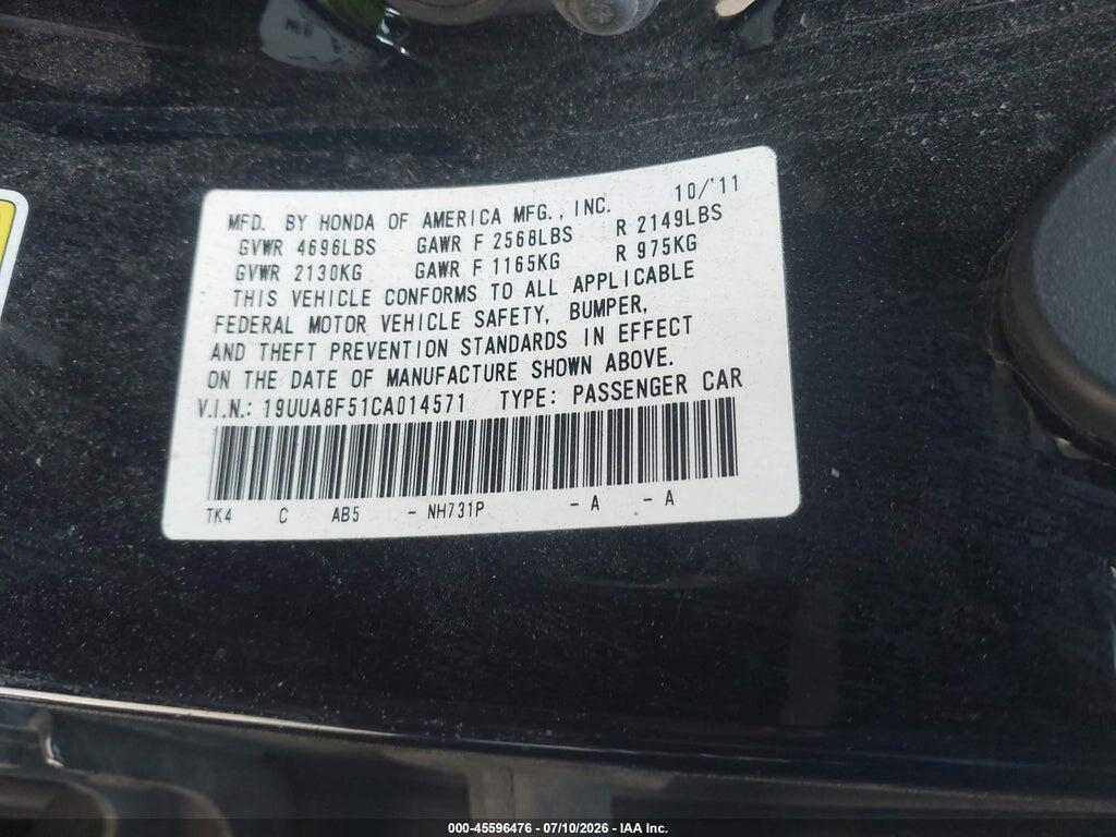 19UUA8F51CA014571 2012 ACURA TL photo no. 9