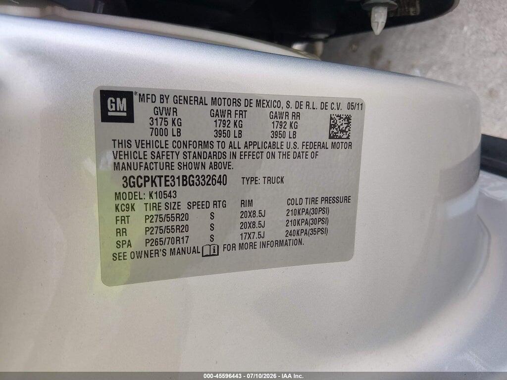3GCPKTE31BG332640 2011 CHEVROLET SILVERADO 1500 photo no. 9