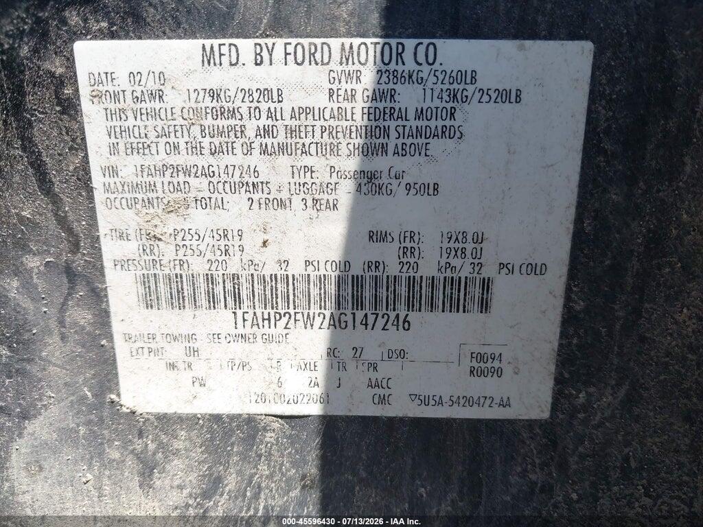 1FAHP2FW2AG147246 2010 FORD TAURUS photo no. 9