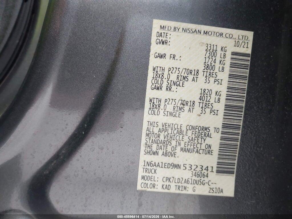 1N6AA1ED9MN532341 2021 NISSAN TITAN photo no. 9