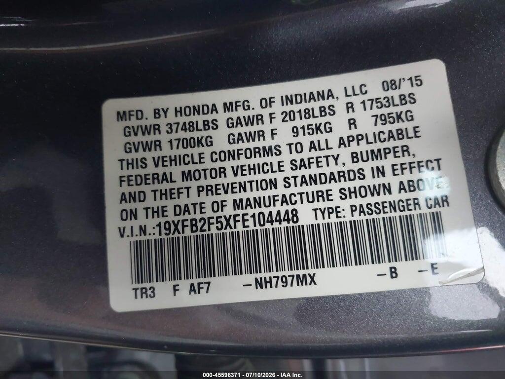 19XFB2F5XFE104448 2015 HONDA CIVIC photo no. 9
