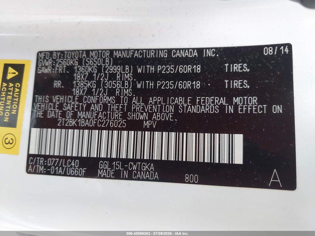 2T2BK1BA0FC276025 2015 LEXUS RX 350 photo no. 9