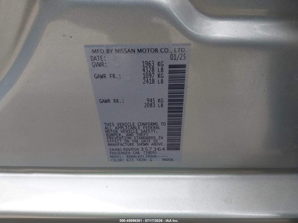 1N4BL4DV0SN357364 2025 NISSAN ALTIMA photo no. 9