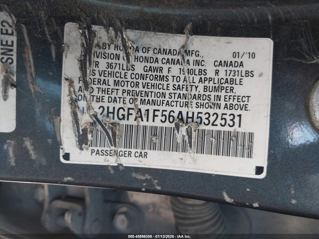 2HGFA1F56AH532531 2010 HONDA CIVIC photo no. 9