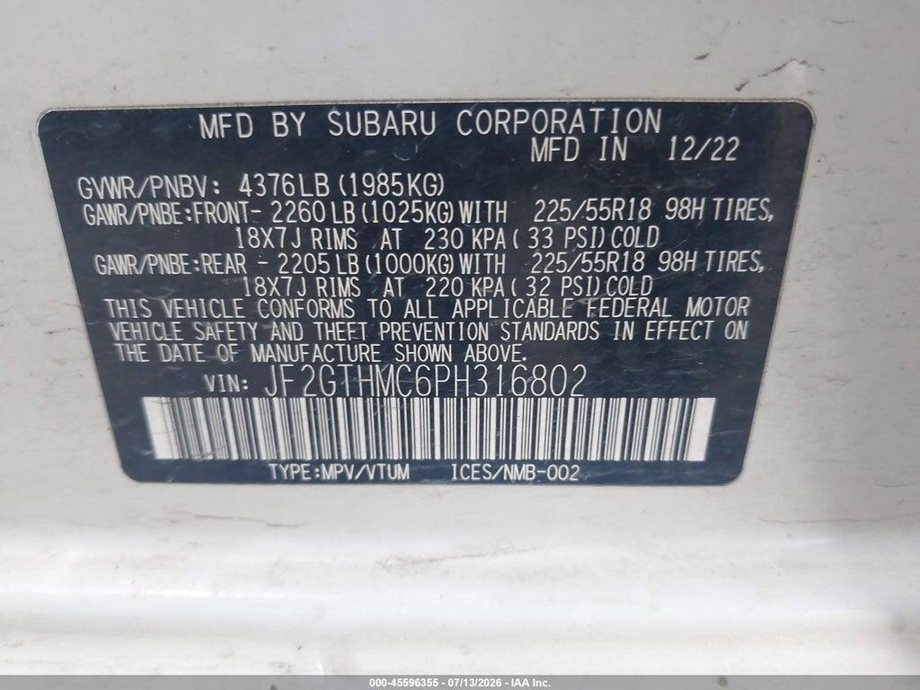 JF2GTHMC6PH316802 2023 SUBARU CROSSTREK photo no. 9