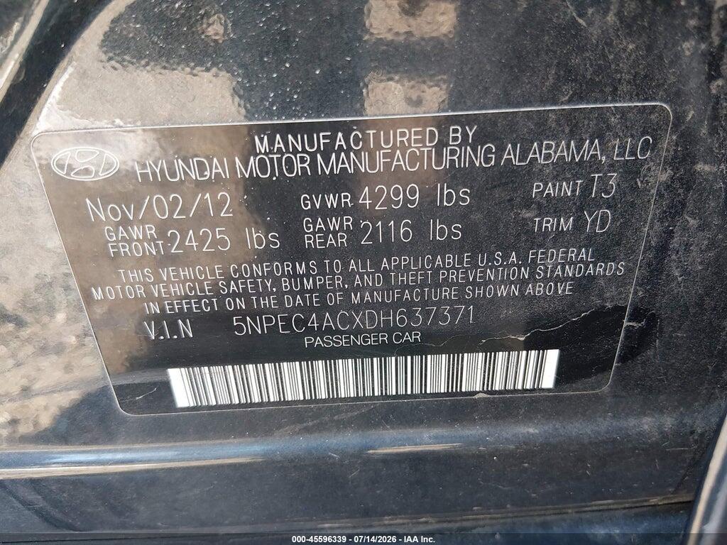 5NPEC4ACXDH637371 2013 HYUNDAI SONATA photo no. 9