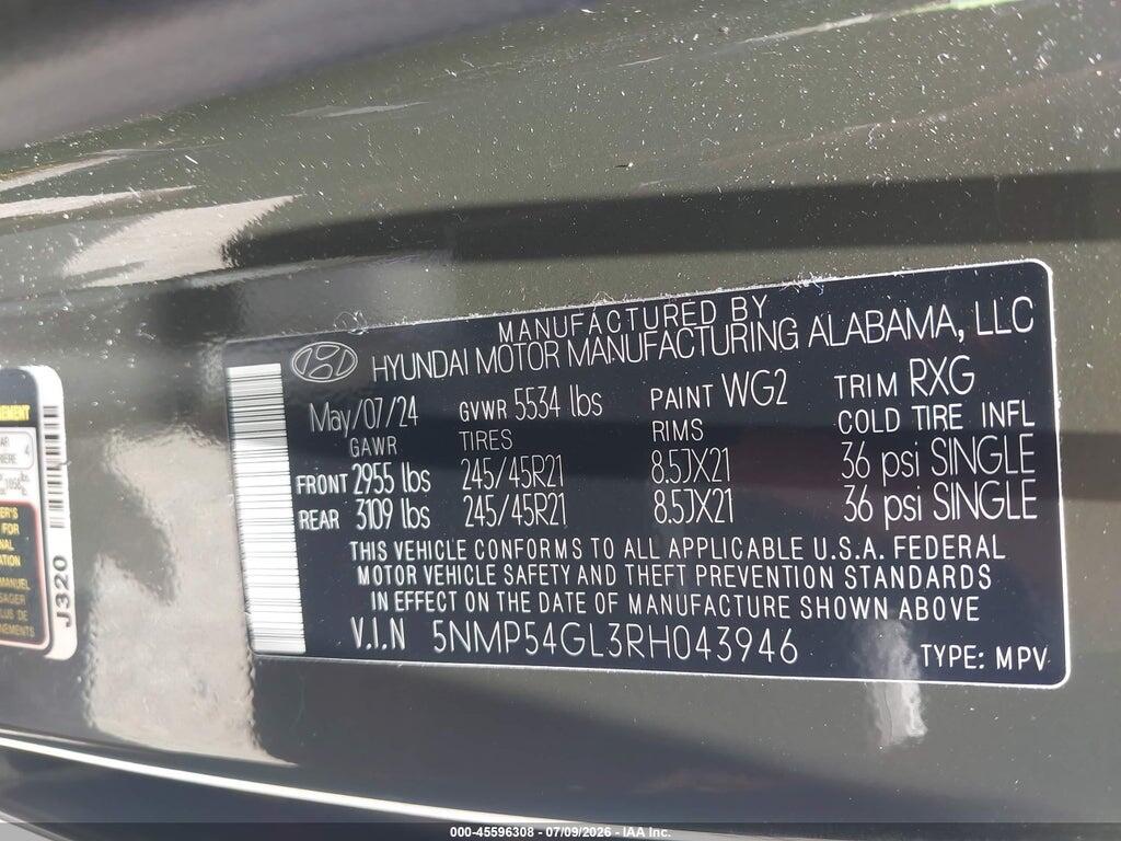 5NMP54GL3RH043946 2024 HYUNDAI SANTA FE photo no. 9