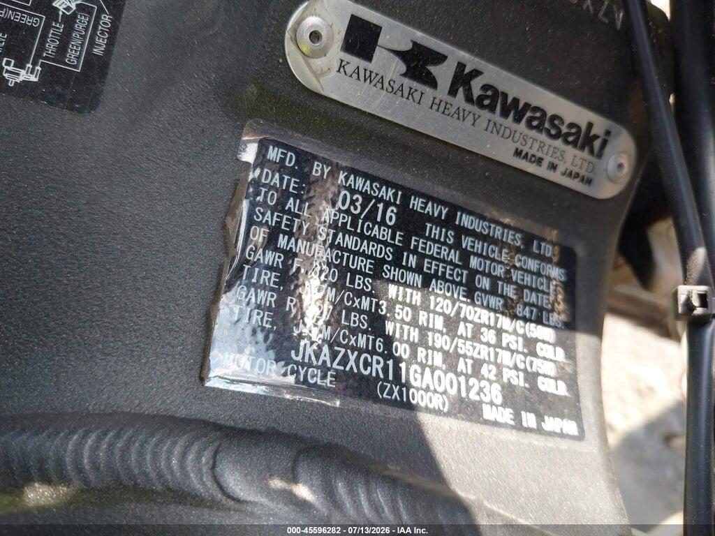 JKAZXCR11GA001236 2016 KAWASAKI ZX1000 photo no. 10