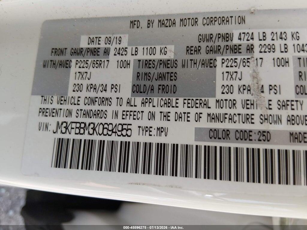 JM3KFBBM3K0694955 2019 MAZDA CX-5 photo no. 9