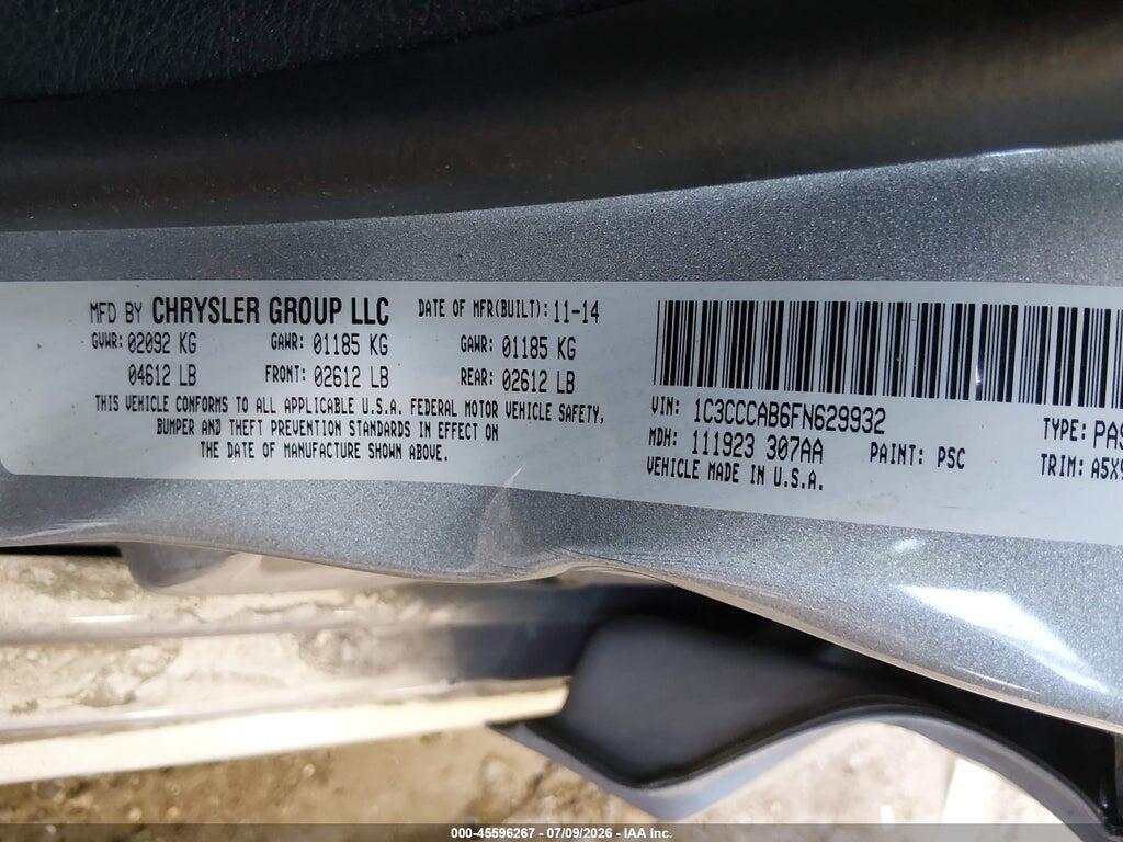 1C3CCCAB6FN629932 2015 CHRYSLER 200 photo no. 9