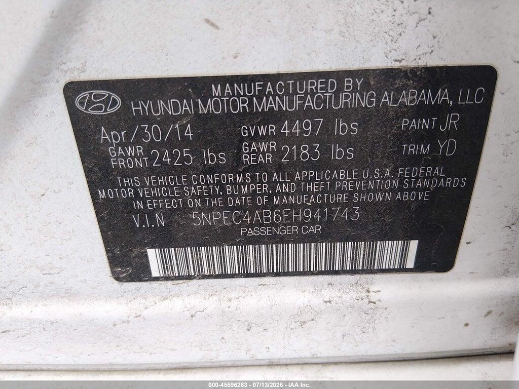 5NPEC4AB6EH941743 2014 HYUNDAI SONATA photo no. 9