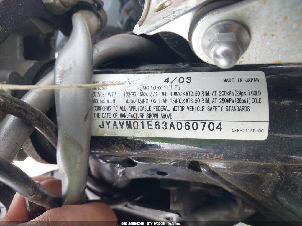 JYAVM01E63A060704 2003 YAMAHA XVS65 photo no. 10