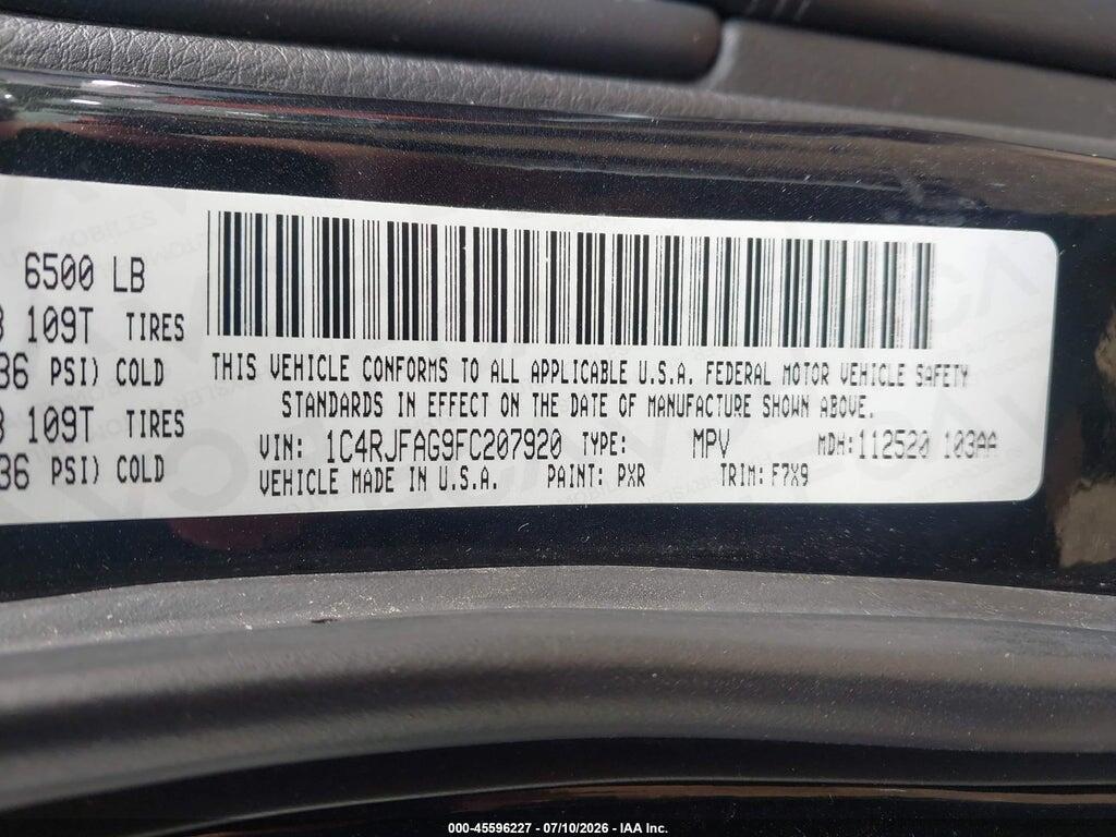 1C4RJFAG9FC207920 2015 JEEP GRAND CHEROKEE photo no. 9