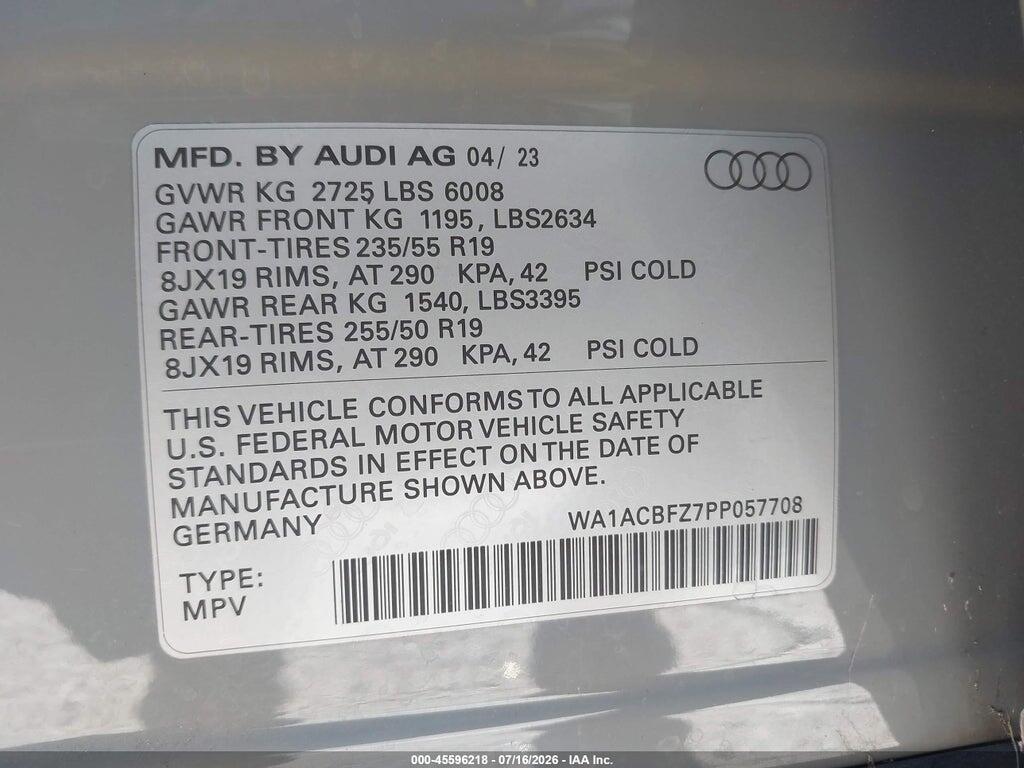 WA1ACBFZ7PP057708 2023 AUDI Q4 E-TRON photo no. 9