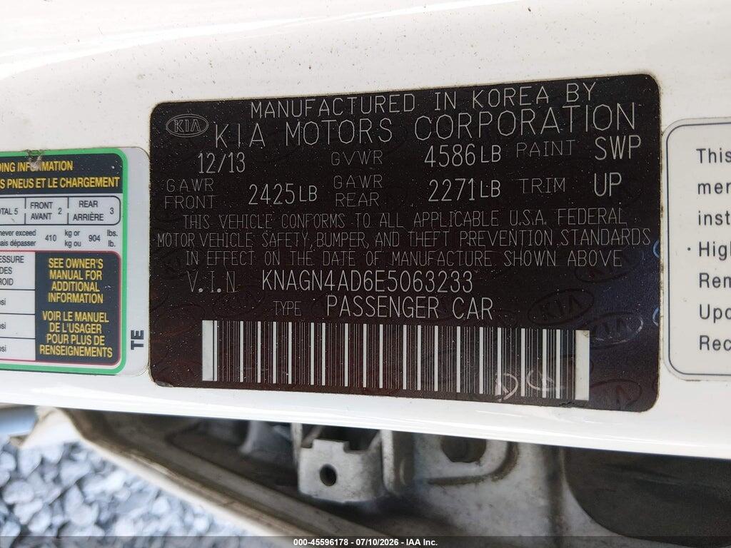 KNAGN4AD6E5063233 2014 KIA OPTIMA HYBRID photo no. 9