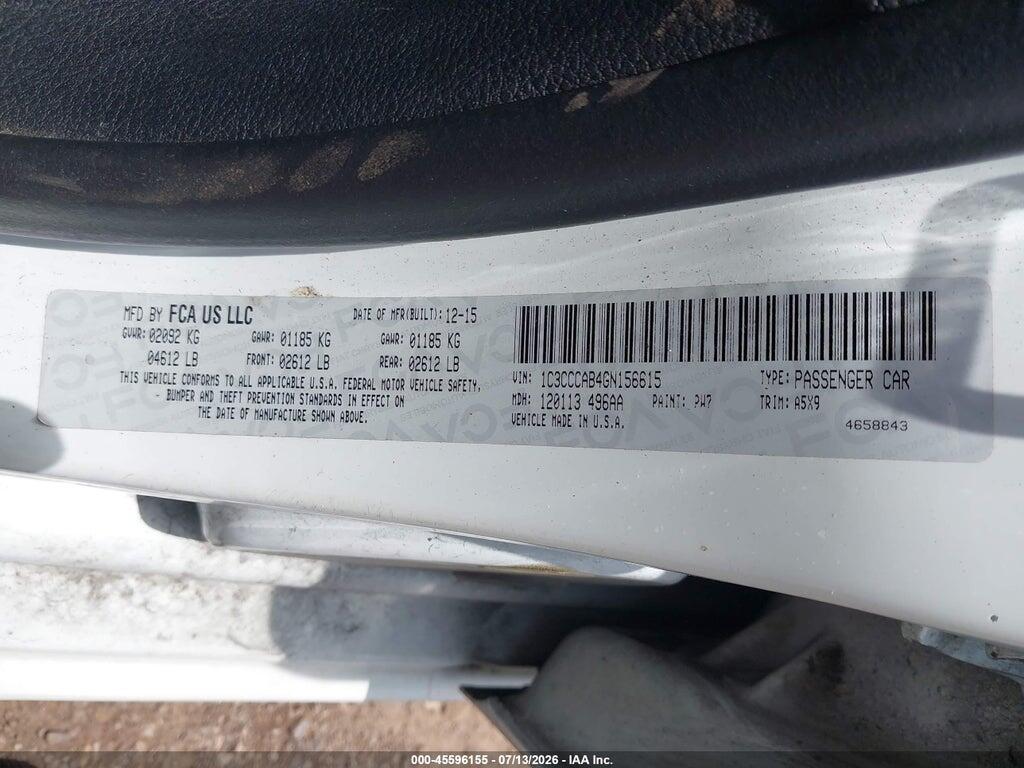 1C3CCCAB4GN156615 2016 CHRYSLER 200 photo no. 9