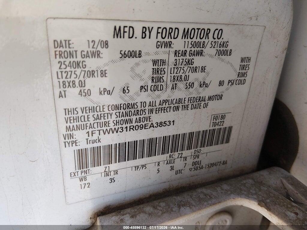 1FTWW31R09EA38531 2009 FORD SUPER DUTY F-350 SRW photo no. 9