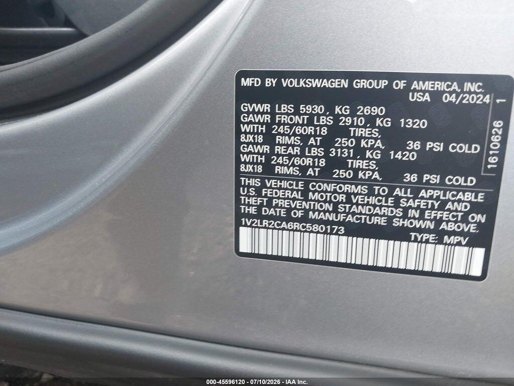 1V2LR2CA6RC580173 2024 VOLKSWAGEN ATLAS photo no. 9