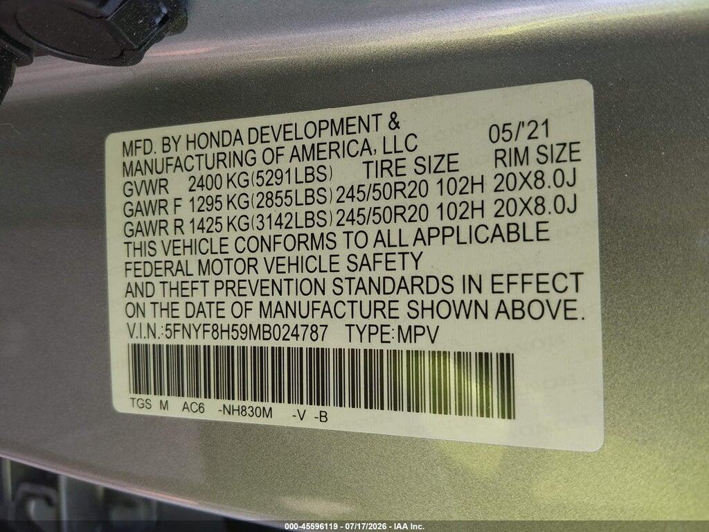 5FNYF8H59MB024787 2021 HONDA PASSPORT photo no. 9