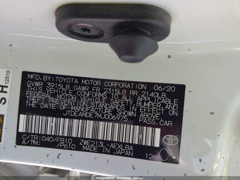 JTDEAMDE7MJ006975 2021 TOYOTA COROLLA photo no. 9