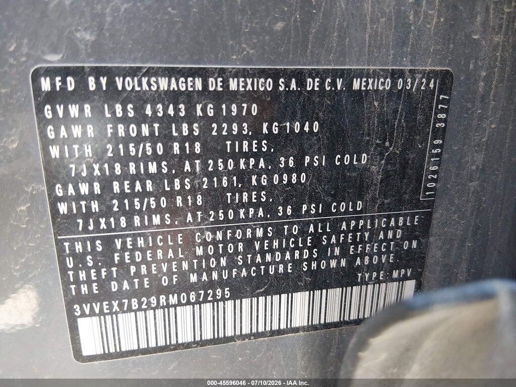 3VVEX7B29RM067295 2024 VOLKSWAGEN TAOS photo no. 9