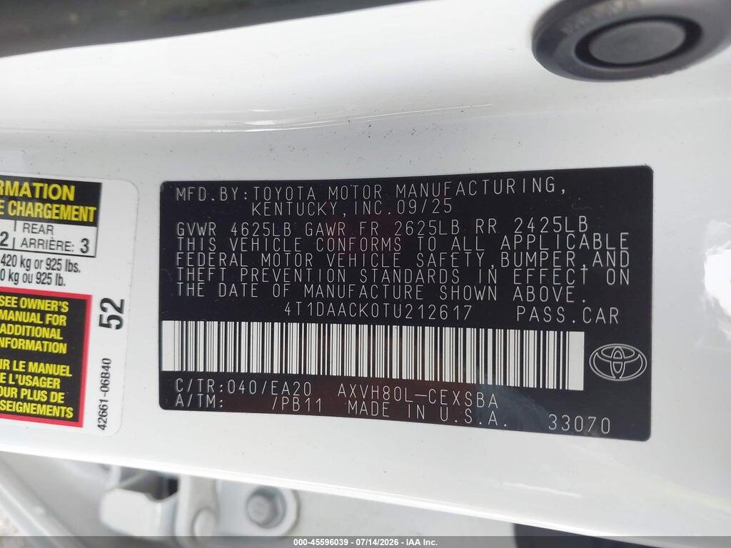 4T1DAACK0TU212617 2026 TOYOTA CAMRY photo no. 7