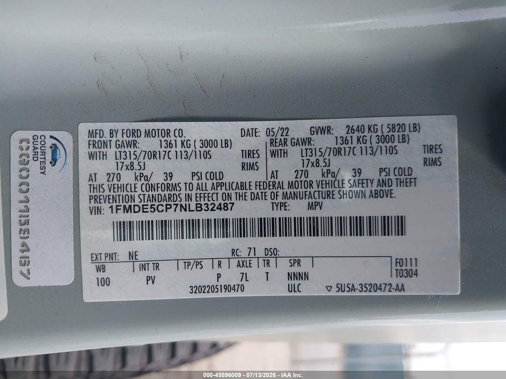 1FMDE5CP7NLB32487 2022 FORD BRONCO photo no. 9
