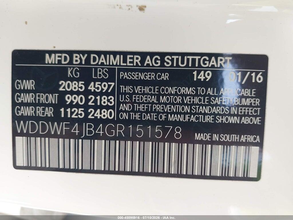 WDDWF4JB4GR151578 2016 MERCEDES-BENZ C 300 photo no. 9